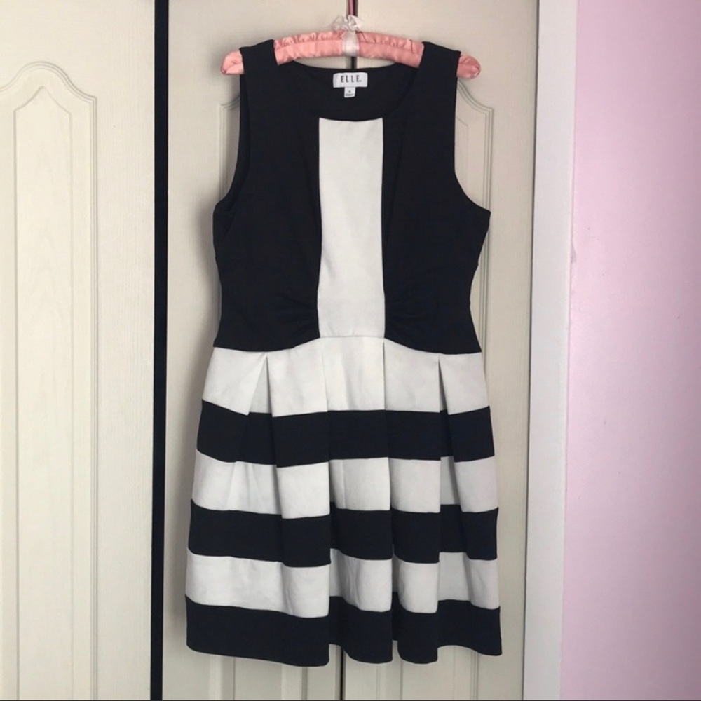 Elle Black and White Striped Dress